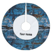 Blaues lackiertes Holz Polyester Weihnachtsbaumdecke (Vorderseite)