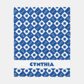 Blaues Lacrosse Raute Muster Fleece Blanket (Vorderseite)