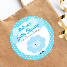 Blaues Lamm Süß Kawaii Baby Shower Modernes Dankes