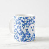 Blaues Land Blumenmonogramm Kaffeetasse (Vorderseite Links)