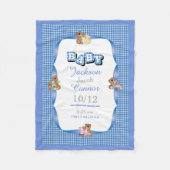 Blaues Land kariert mit Baby-Bären Fleecedecke (Vorderseite)