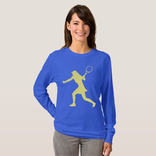 Blaues Langarm-Tennis-Shirt für Damen T-Shirt (Vorne ganz)