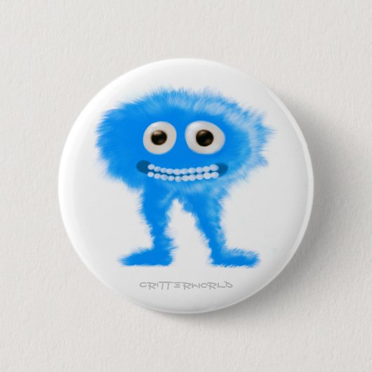 Blaues langbeiniges Lebewesen Button (Vorderseite)