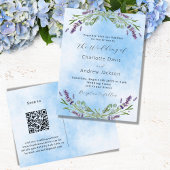 Blaues Lavendel QR Code Hochzeit Einladungspostkarte