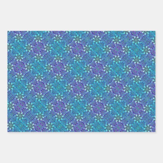 Blaues Leaf-Druckpapier Geschenkpapier Set (Vorderseite)