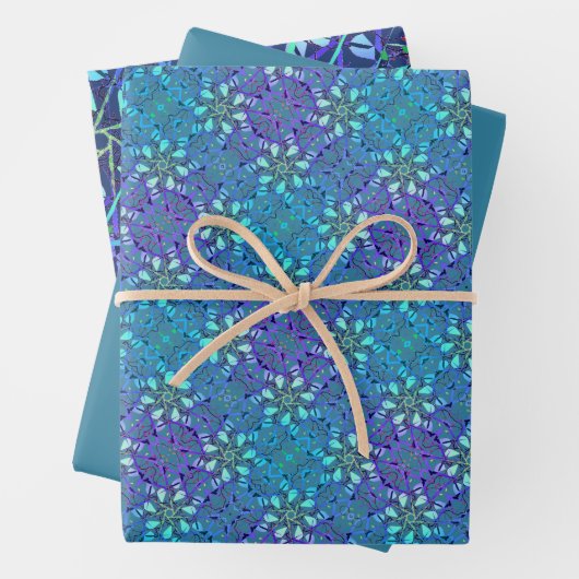 Blaues Leaf-Druckpapier Geschenkpapier Set (Beispiel)