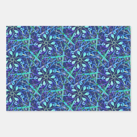 Blaues Leaf-Druckpapier Geschenkpapier Set (Vorderseite 3)