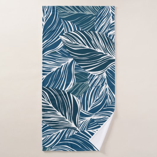 Blaues Leaf-Muster: Vintages Tapete. Badehandtuch (Badehandtuch)