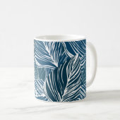 Blaues Leaf-Muster: Vintages Tapete. Kaffeetasse (VorderseiteRechts)