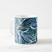 Blaues Leaf-Muster: Vintages Tapete. Kaffeetasse (Vorderseite Links)