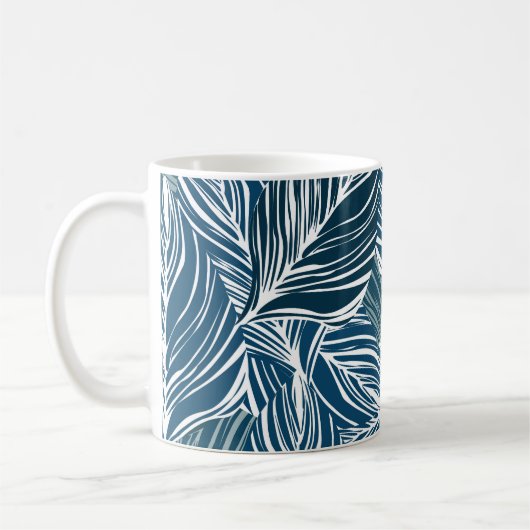 Blaues Leaf-Muster: Vintages Tapete. Kaffeetasse (Links)