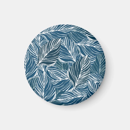 Blaues Leaf-Muster: Vintages Tapete. Magnet (Vorne)