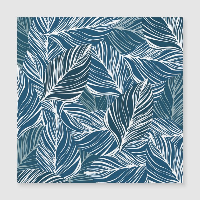 Blaues Leaf-Muster: Vintages Tapete. Magnetkarte (Vorderseite)