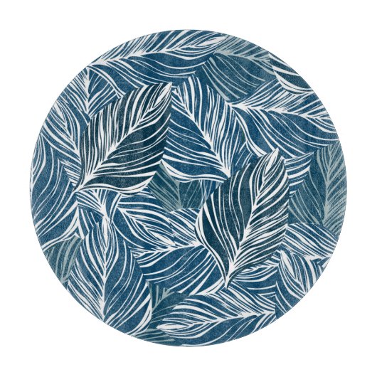 Blaues Leaf-Muster: Vintages Tapete. Schneidebrett (Vorderseite)