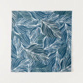 Blaues Leaf-Muster: Vintages Tapete. Wandteppich (Vorderseite (Horizontal))