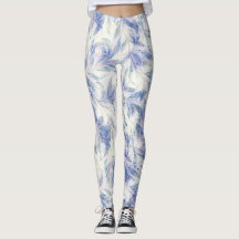 Blaues Leaf Vintages Muster Natur Leggings