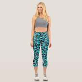 Blaues Leaf-Wiederholmuster Capri Leggings (Vorderseite)