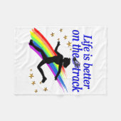 BLAUES LEBEN IST BESSER AUF DER TRACK-DESIGN FLEECEDECKE (Vorderseite (Horizontal))