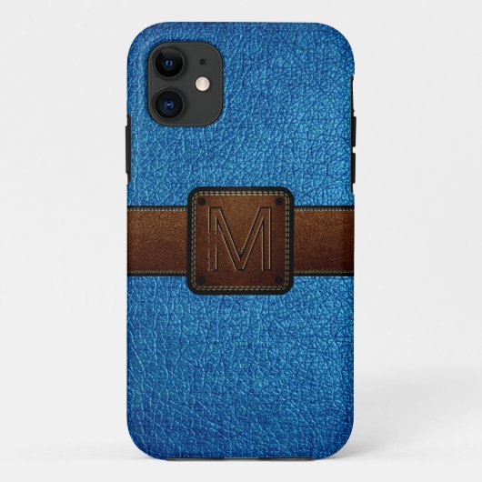 blaues Leder braune Lasche Case-Mate iPhone Hülle (Rückseite)