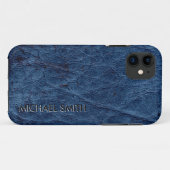 Blaues Leder Case-Mate iPhone Hülle (Rückseite (Horizontal))