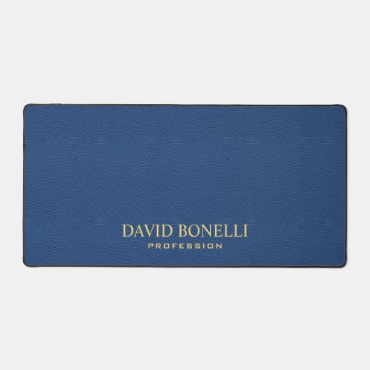 Blaues Leder Maskuline Personalisiert Eleganter NA Schreibtischunterlage (Vorderseite)