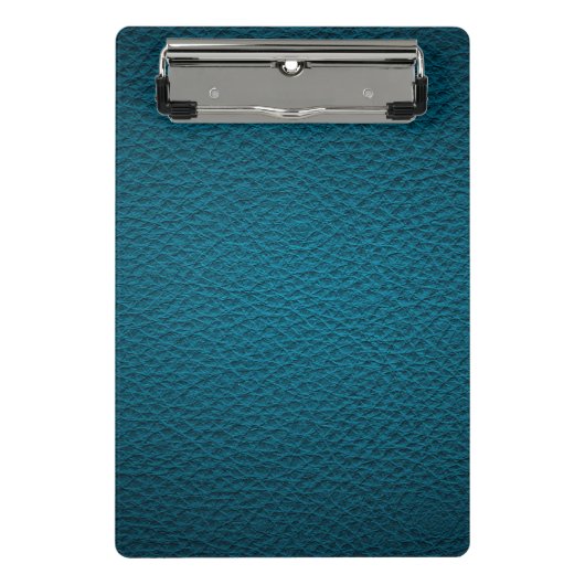Blaues Leder Mini Klemmbrett (Vorderseite)