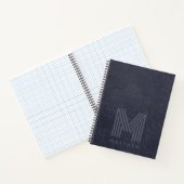 Blaues Leder mit fettem Monogramm Männlich Notizblock (Innenseite)