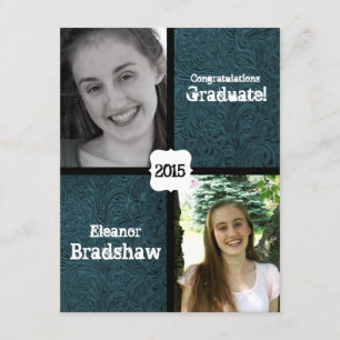 Blaues ledernes Foto-Abschluss-Party des Einladung