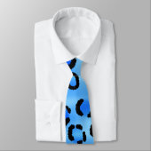 Blaues Leopard-Druck-Muster Krawatte (Gebunden)