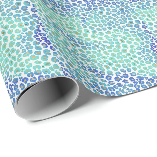 Blaues Leopard-Muster Geschenkpapier (Rolleneckpunkt)