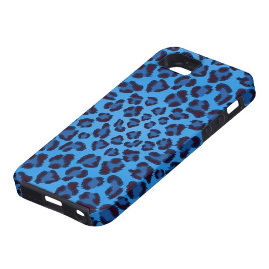 blaues Leopardbeschaffenheitsmuster Case-Mate iPhone Hülle (unten)