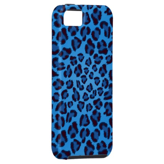 blaues Leopardbeschaffenheitsmuster Case-Mate iPhone Hülle (Rückseite/rechts)