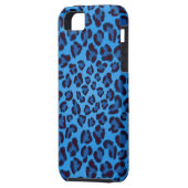 blaues Leopardbeschaffenheitsmuster Case-Mate iPhone Hülle (Rückseite Links)