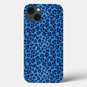 blaues Leopardbeschaffenheitsmuster iPhone 13 Hülle