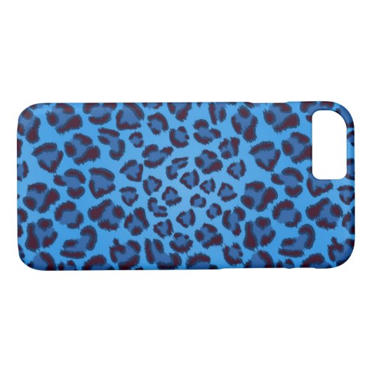 blaues Leopardbeschaffenheitsmuster Case-Mate iPhone Hülle (Rückseite (Horizontal))