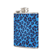 blaues Leopardbeschaffenheitsmuster Flachmann (Links)