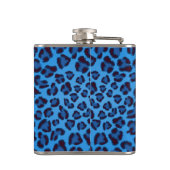blaues Leopardbeschaffenheitsmuster Flachmann (Rückseite)