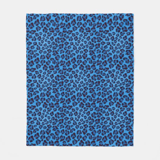 blaues Leopardbeschaffenheitsmuster Fleecedecke (Vorderseite)