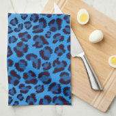 blaues Leopardbeschaffenheitsmuster Handtuch (Viertel Falte)
