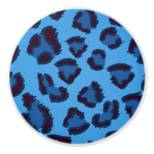 blaues Leopardbeschaffenheitsmuster Keramikknauf
