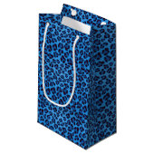 blaues Leopardbeschaffenheitsmuster Kleine Geschenktüte (Vorderseite Schrägansicht)
