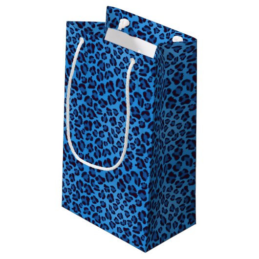 blaues Leopardbeschaffenheitsmuster Kleine Geschenktüte (Rückseite Schrägansicht)