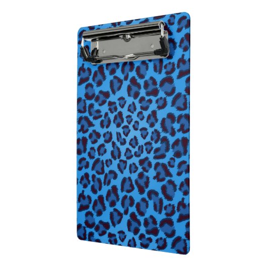 blaues Leopardbeschaffenheitsmuster Mini Klemmbrett (Gewinkelt2)