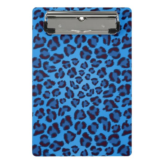 blaues Leopardbeschaffenheitsmuster Mini Klemmbrett (Vorderseite)