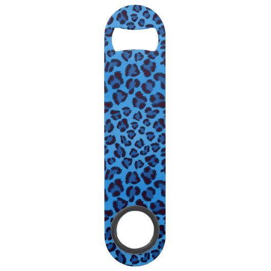 blaues Leopardbeschaffenheitsmuster Speedflaschenöffner (Vorderseite)