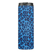 blaues Leopardbeschaffenheitsmuster Thermosbecher (Rückseite)