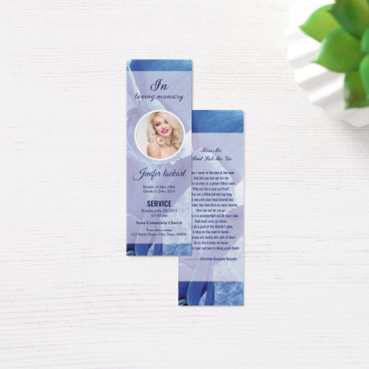 Blaues Lesezeichen zur Beerdigung (Schreibtisch)