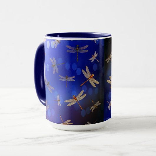 Blaues Libellen-Muster, Tasse des Kaffees (Vorderseite Links)