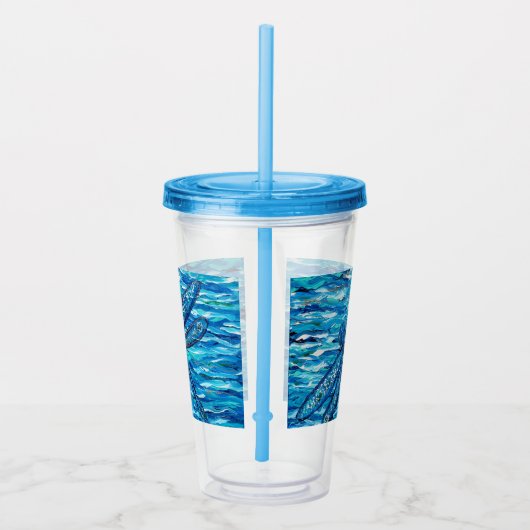 Blaues Libellenbild Acryltrinkbecher (Rechts)