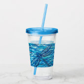 Blaues Libellenbild Acryltrinkbecher (Rückseite)